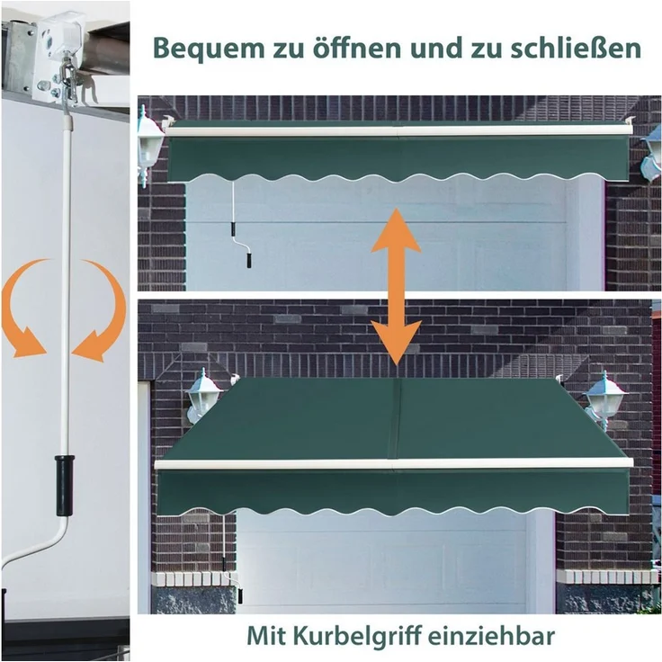 COSTWAY Gelenkarmmarkise mit Aluminiumrahmen und -kurbel, 2,5 x 2m – Bild 2