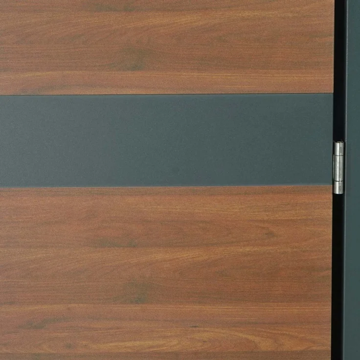 1er Mülltonnenverkleidung HWC-J82, Mülltonnenbox, erweiterbar, Metall 32kg, anthrazit ~ Kirsche-Holzoptik dunkelbraun – Bild 4