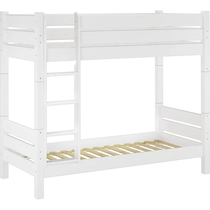 Erst-Holz Etagenbett weiß 100x200 cm, Nische 100 cm, teilbar, mit 2 Rollroste