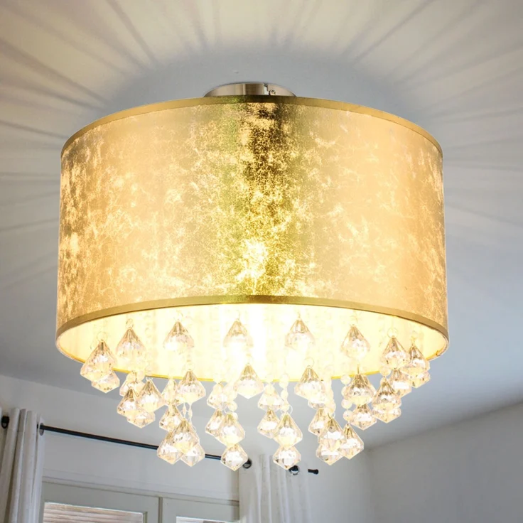 LED Deckenleuchte, Textil, Blattgold Design, 40 cm – Bild 2