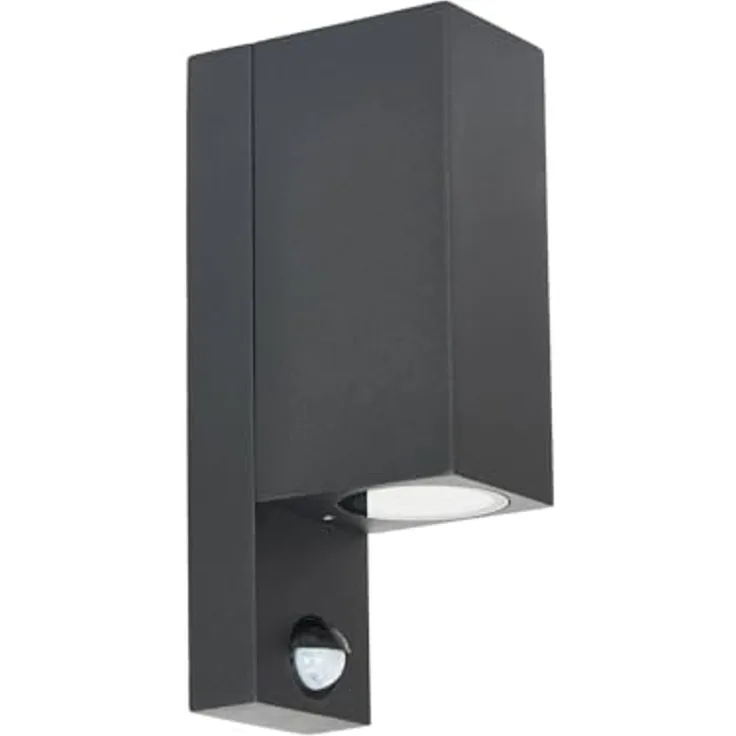 Prios Außen-Wandleuchte Tetje, Metall, Schwarz IP65mit Bewegungsmelder, 2 x 10 W LED