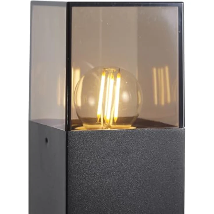 Qazqa Denmark Außen Pollerleuchte, Wegeleuchte mit E27-Fassung, max. 15W, Schwarz mit Rauchglas, IP44, 70cm, Rechteckig, Dimmbar – Bild 3