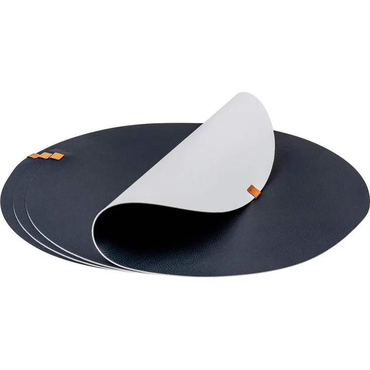 Levandeo® Platzset, 4er Set Platzset Tischsets 38cm Rund Schwarz Creme Lederoptik – Bild 1