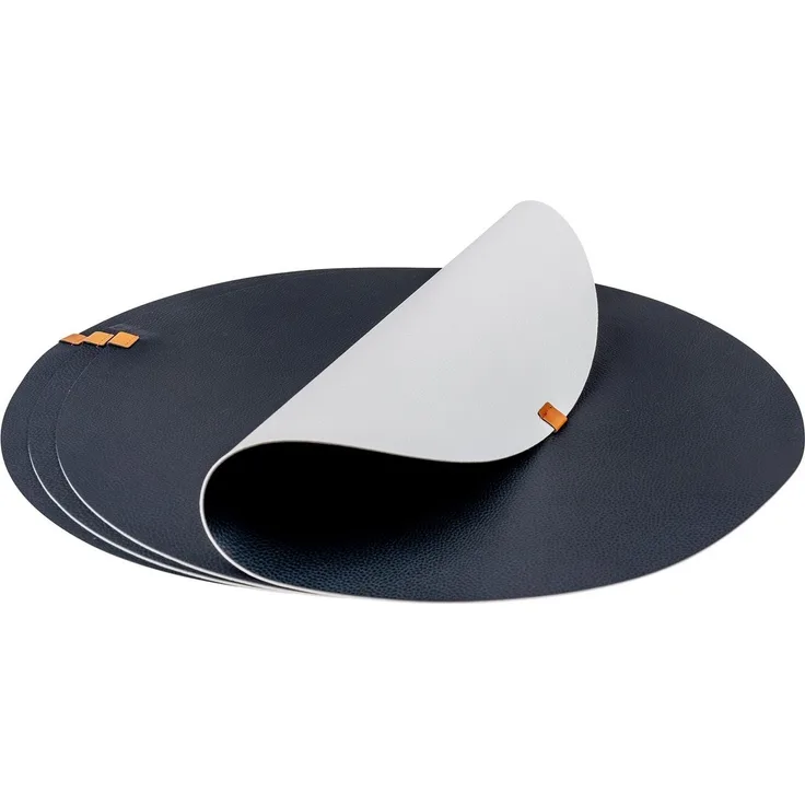 Levandeo® Platzset, 4er Set Platzset Tischsets 38cm Rund Schwarz Creme Lederoptik