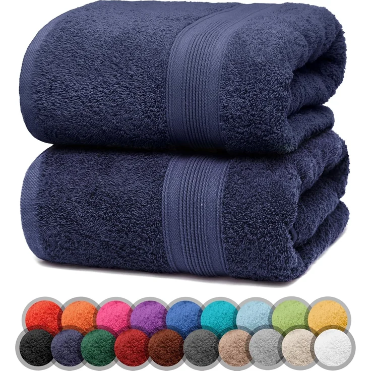 NatureMark 2er Pack DUSCHTÜCHER Premium Qualität 70x140 cm DUSCHTUCH Dusch-Handtuch Doppelpack Farbe: Navy blau