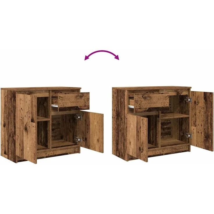vidaXL Sideboard mit Schublade Altholz-Optik 71x35x65 cm Holzwerkstoff 861605 – Bild 9