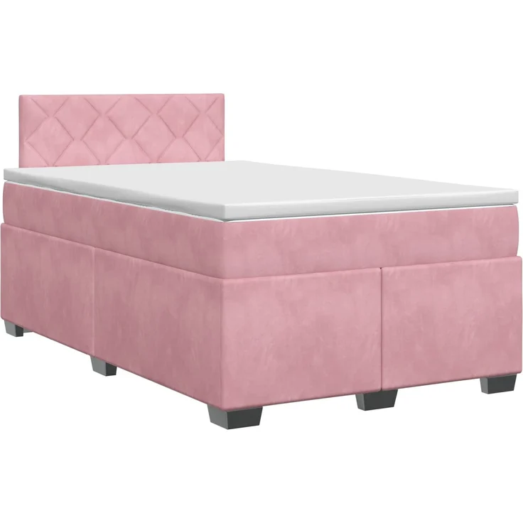 vidaXL Boxspringbett mit Matratze mit Kopfteil Rosa 120 x 190 cm Samt 3450685 – Bild 2
