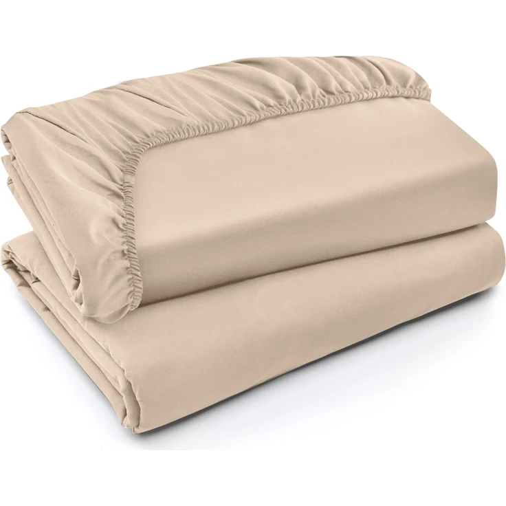 Utopia Bedding Spannbettlaken für Doppelbett, weiche gebürstete Mikrofaser, Tiefe Taschen, schrumpffrei und lichtbeständig, pflegeleicht (Twin XL, Beige)