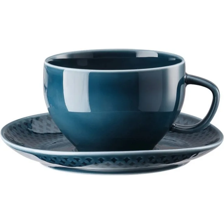 Rosenthal Tasse Junto Ocean Blue Teetasse mit Untertasse Set2, Porzellan