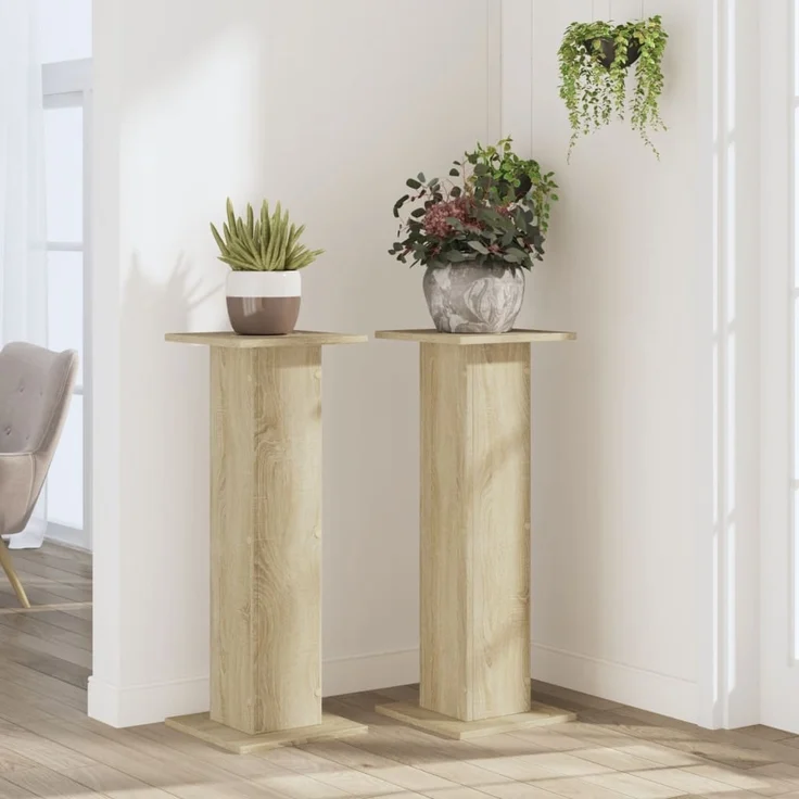 vidaXL Pflanzenständer 2 Stk. Sonoma-Eiche 30x30x80 cm Holzwerkstoff 3307866 – Bild 2
