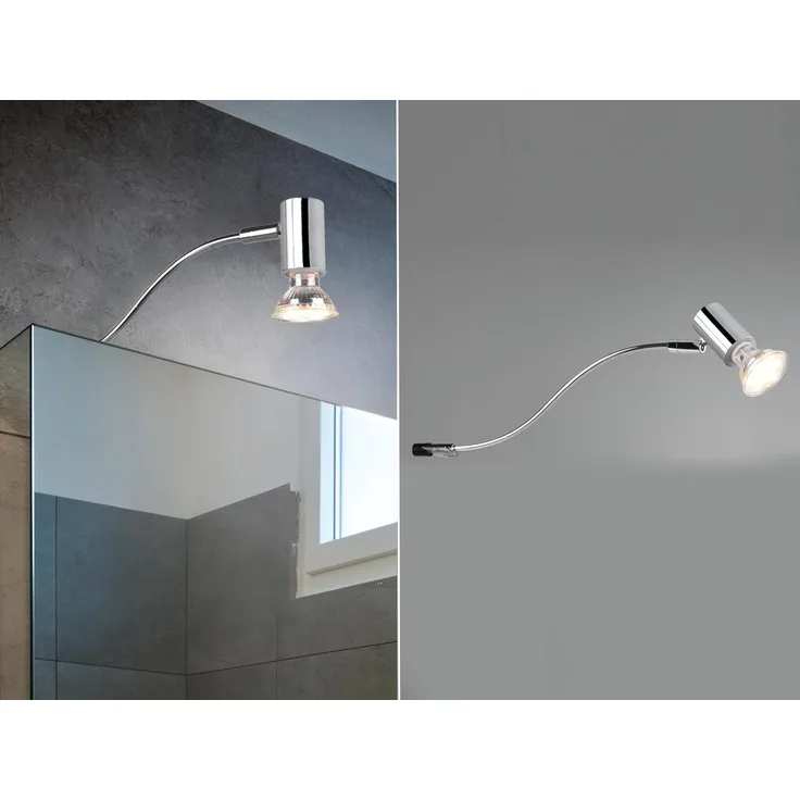 Badezimmerlampe GIADA in Chrom für Spiegelschrank mit schwenkbarem Spot