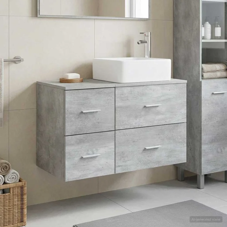 vidaXL Badezimmerschrank-Set 2 stk. Betongrau 79,5 x 41 x 80 cm 3403963 – Bild 1