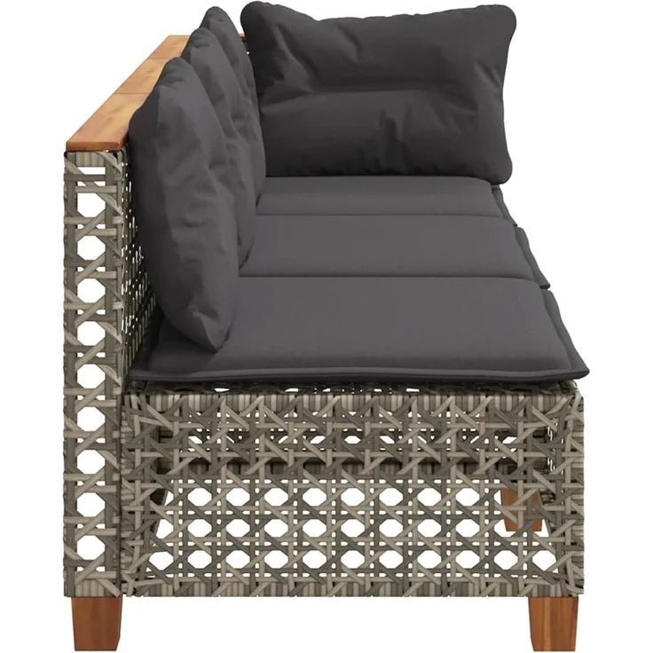 vidaXL Gartensofa mit Kissen 3-Sitzer Grau Poly Rattan 365942 – Bild 4