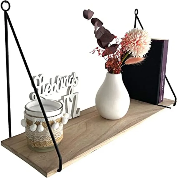 Wandregal 50x16xH30cm - Schwarz/Natur