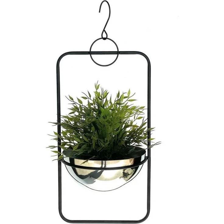 DanDiBo Blumenampel Innen Metall Wand Hängepflanzen 45 cm 96083 S mit Topf Silber Pflanzenhänger Blumenhänger Topfhänger Blumen Blumentopfhänger Hängetopf