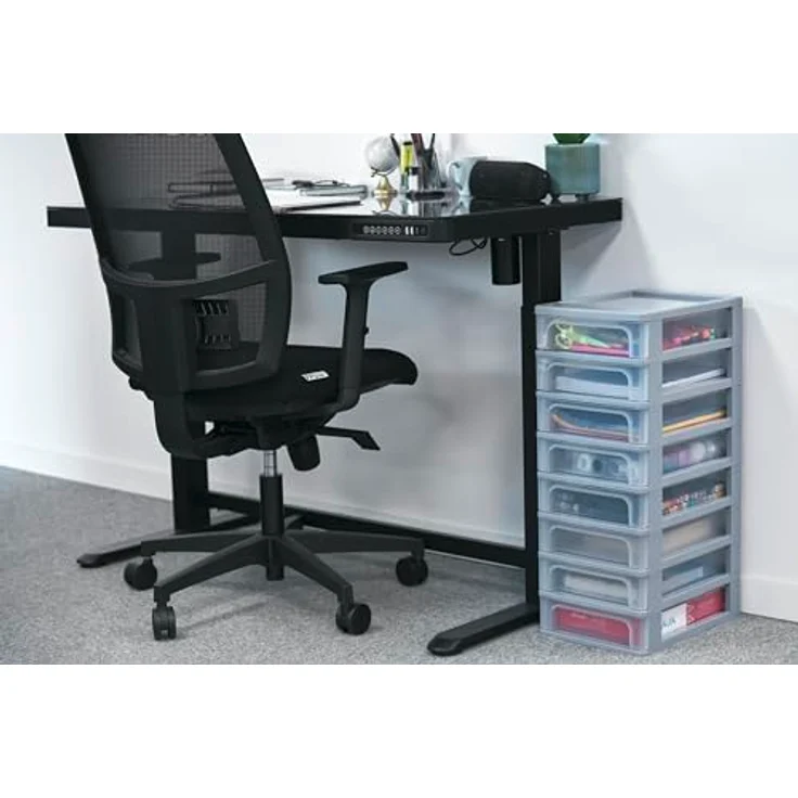 Iris Ohyama, Kunststoff Schubladenbox mit 8 tiefen Schubladen, Grau, Easy-Pull-System, A4, A5 & A6 Format, Schreibtisch Organizer für Büro, Schule, Schreibwaren, BPA-frei, Schubladenschrank, OCH-2080 – Bild 2