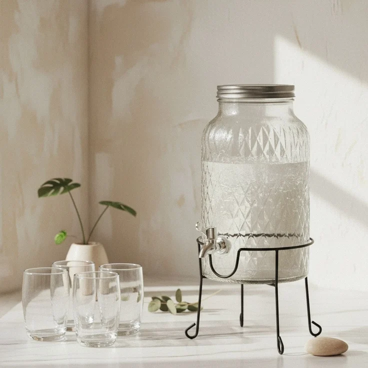 Getränkespender glas Modern Kitchen Krug Mit Hahn 6l transparent 1pc – Bild 4