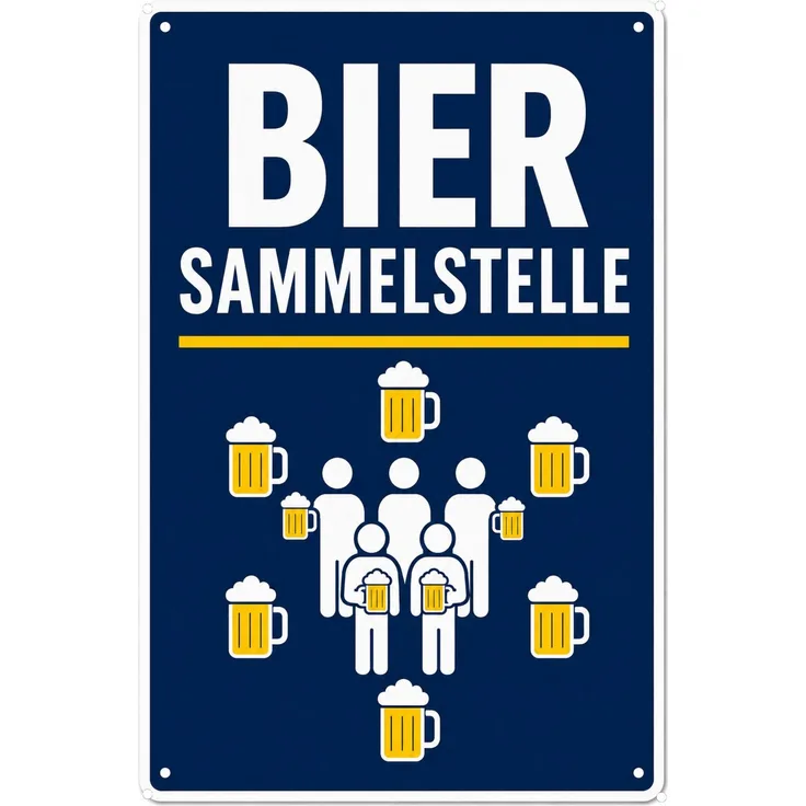 AstraDesign Blechschild 20x30cm - Bier Sammelstelle – Metall – Mehrfarbig – AD0501