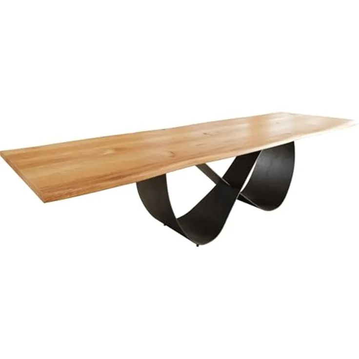 Esstisch Edge 300x100x4 Eiche Natur Infinity Metall Schwarz Live-Edge