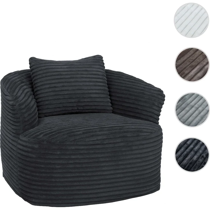 Sessel HWC-P18, Loungesessel Relaxsessel Polstersessel Cocktailsessel, Stoff/Textil Cord (370g/m²) ~ dunkelgrau – Bild 10