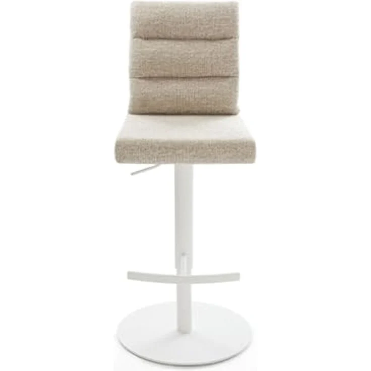 Barstuhl Pela-Flex Webstoff Soft Beige Drehfuß höhenverstellbar Metall Weiß – Bild 3