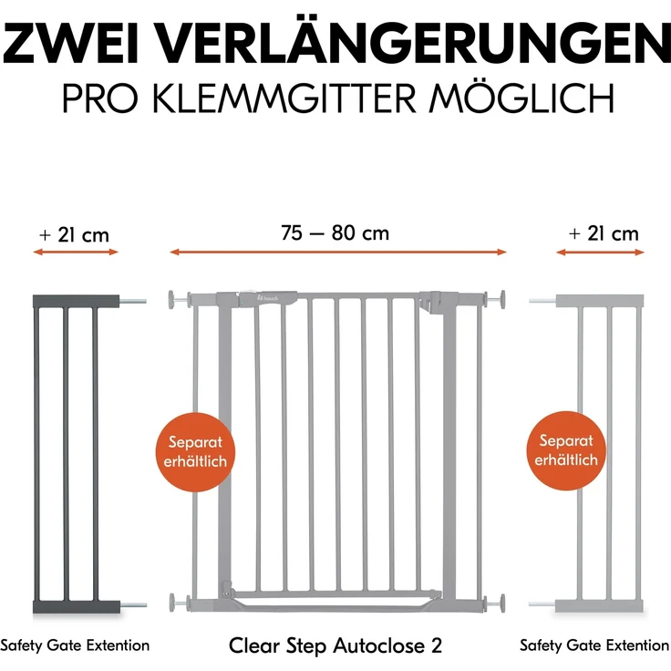 Hauck Verlängerung für Türschutzgitter Extension, 21 cm, Dark Grey – Bild 5