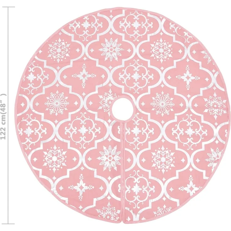 vidaXL Luxus-Weihnachtsbaumdecke mit Socke Rosa 122 cm Stoff 330285 – Bild 8