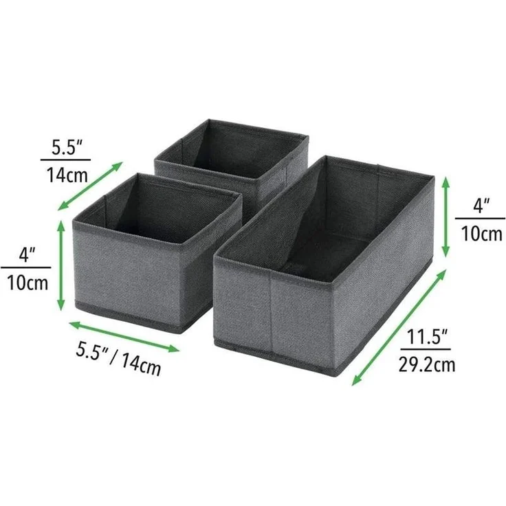 Aufbewahrungsbox Stoffkisten Organizer mDesign 6er Set dunkelgrau/schwarz – Bild 6