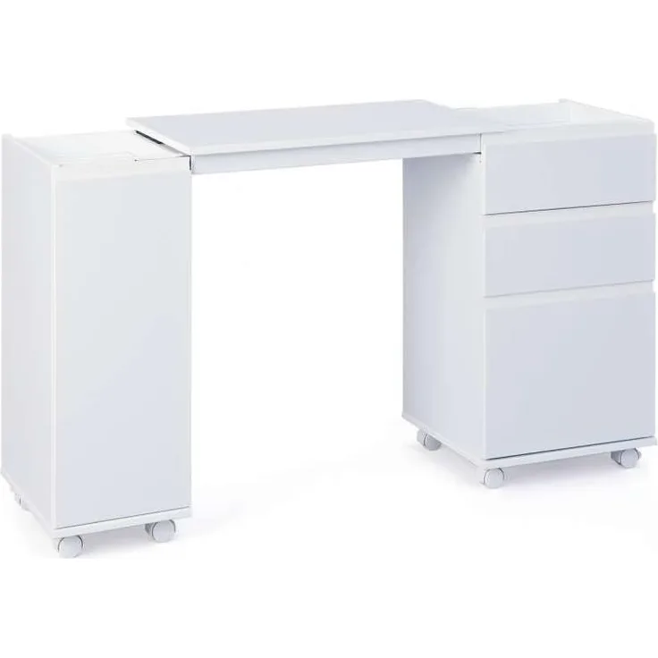 Inter Link Laptoptisch Nähmaschinentisch Computertisch Büromöbel Arbeitstisch Basteltisch Hobbytisch MDF Weiss BxHxT: 66-121 x 72 x 36. 5 cm
