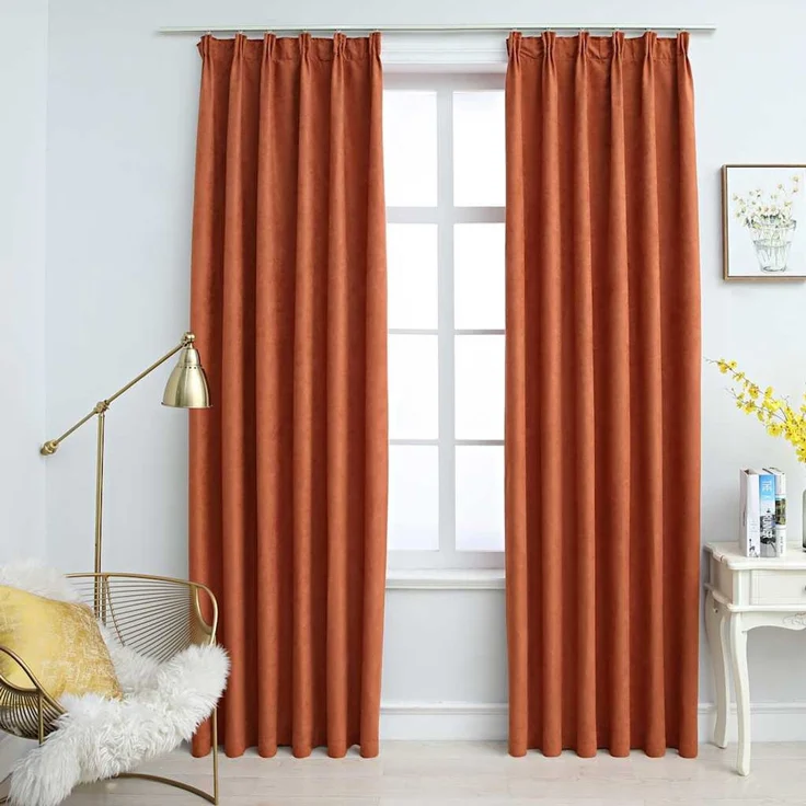 Verdunkelungsvorhänge | für Wohnzimmer & Schlafzimmer mit Haken 2 Stk. Rostbraun 140x175 cm – Bild 2