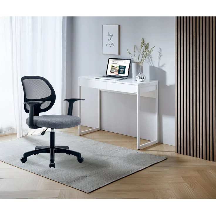 Carryhome 'CALAIS' Schreibtisch, MDF Metall weiß, 102 x 77 x 40 cm, mit 2 Schubladen – Bild 6