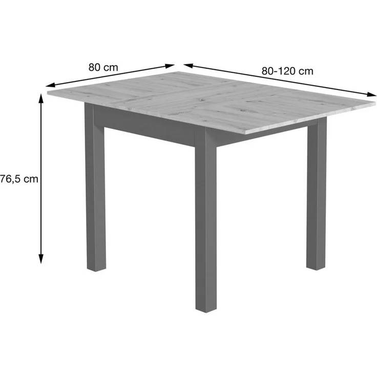 Newroom Esstisch rechteckig Wildeiche 120 cm, rechteckig ausziehbar bis 160 cm Wildeiche Küchentisch Speisetisch – Bild 3