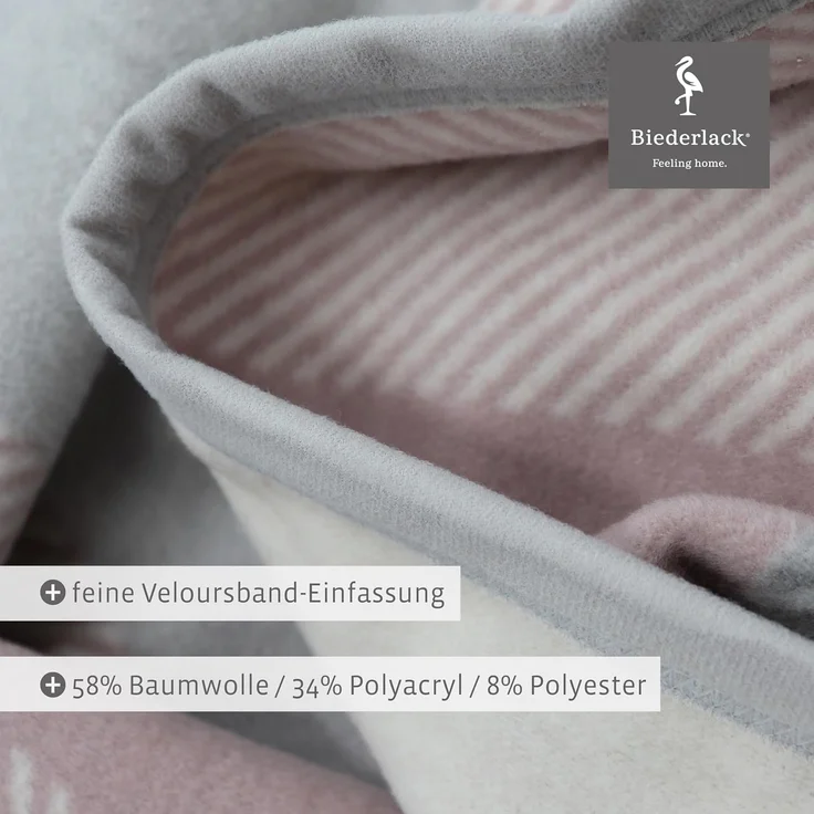 Wohndecke Check rosa, karierte Kuscheldecke in 150x200, Decke aus Baumwoll-Mix, Biederlack, Made in Germany – Bild 5