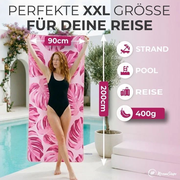 NirvanaShape Strandtuch Reise Handtuch Strandtuch XXL - Strandhandtuch, Mikrofaser Badetuch – Bild 2
