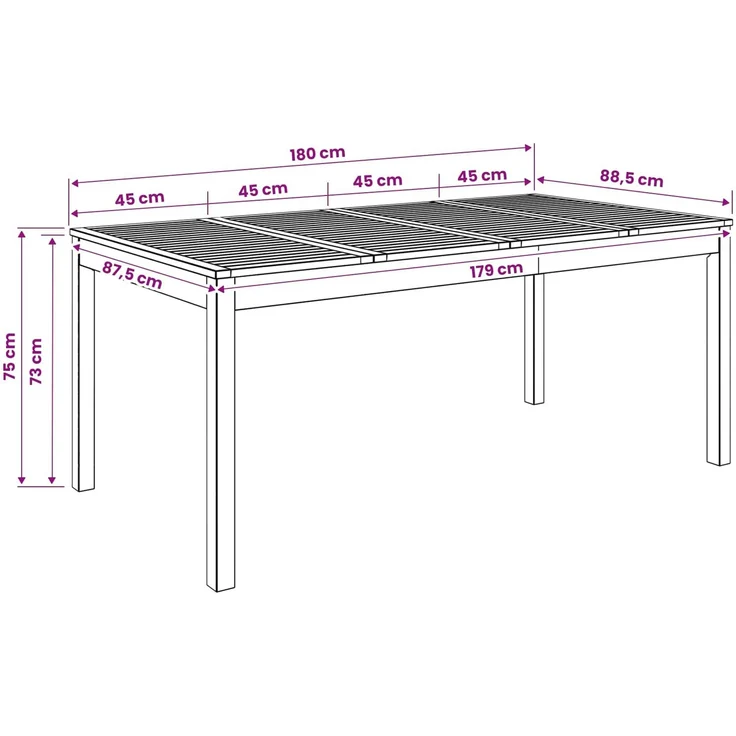 vidaXL Gartentisch LAREN Weiß gewaschen 180 x 88,5 x 75 cm 901716 – Bild 8
