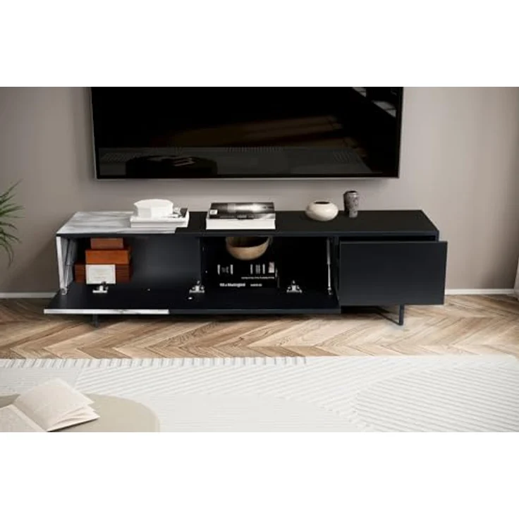 Livetastic Lowboard, Schwarz/Weiß, Holzwerkstoff in Marmoroptik, 1 Schublade, 150x40x40 cm, stehend – Bild 5