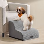 Feandrea Hundetreppe, 2 Stufen, Haustiertreppe, für kleine Hunde, Bett, Sofa, wasserdichte Katzentreppe, rutschfest, gringe Neigung, abnehmbarer waschbarer Bezug, Griff, taubengrau PPSDE002G01
