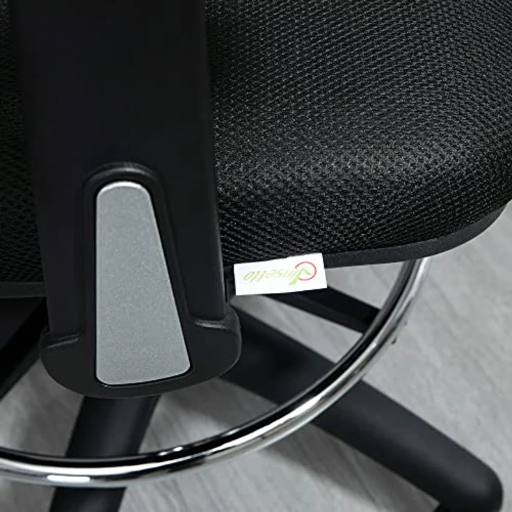 Vinsetto Ergonomischer Bürostuhl, Schwarz, Höhenverstellbar mit Lendenwirbelstütze und klappbaren Armlehnen – Bild 9