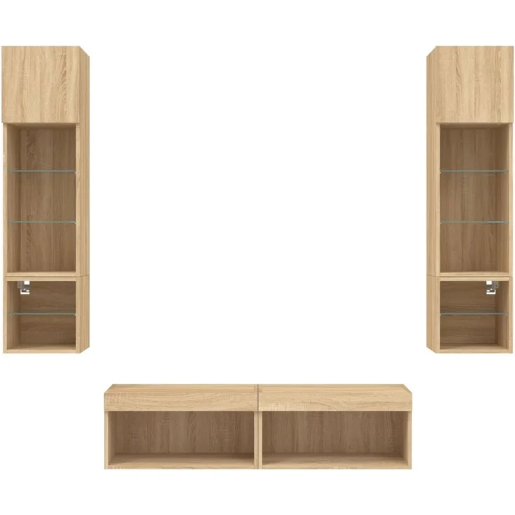 vidaXL 6-tlg. Wohnwand mit LED-Beleuchtung Sonoma-Eiche Holzwerkstoff 3216624 – Bild 2