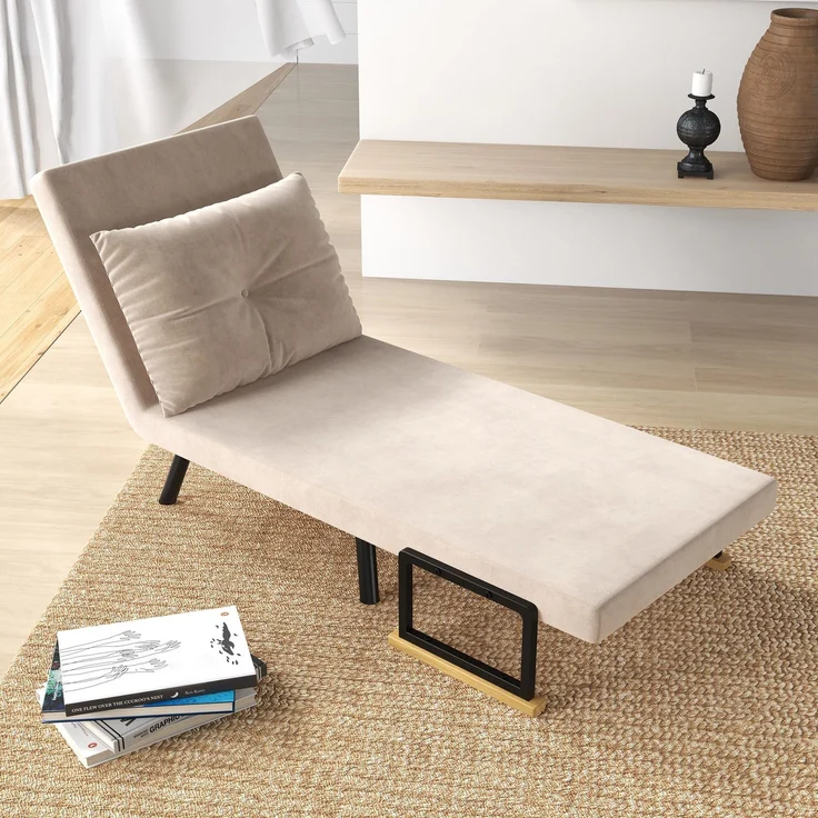 Relaxsessel im Skandidesign, Liegesessel, Lesesessel. Tinte. Kissen mit Knopfhefung, Schwarz + Natur--Beige--63x73x81cm--YOUDENOVA – Bild 4