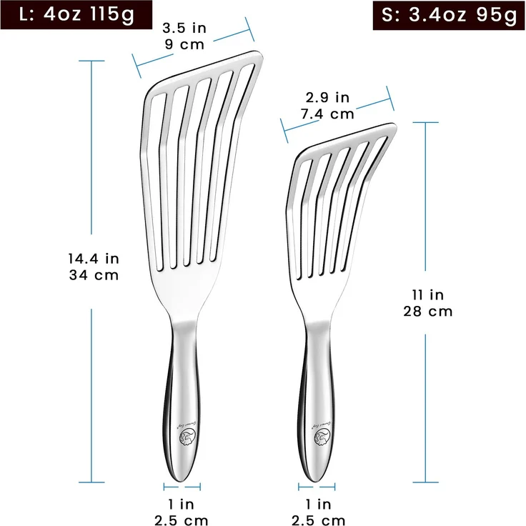 Fischwender / Pfannenwender,Fischwender-Set, Edelstahl, 2-teilig (groß/klein) für empfindliches Bratgut – Bild 4