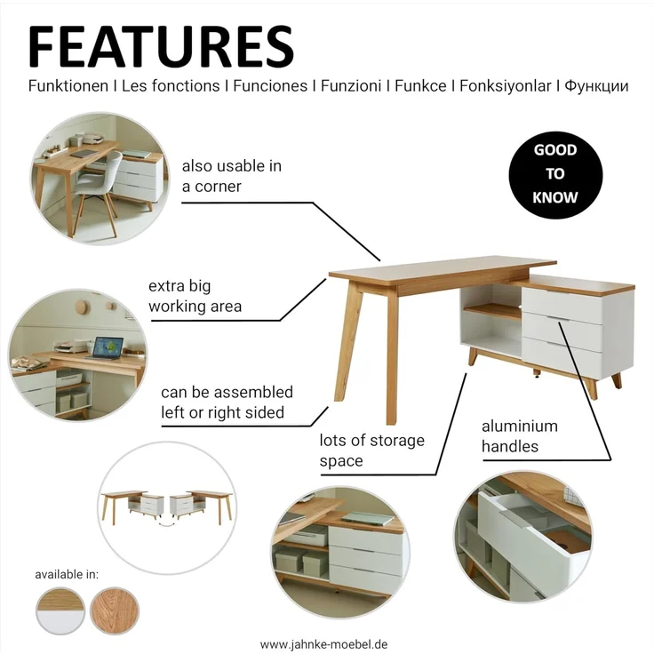 Jahnke Eckschreibtisch Libre D 240 E Montana Eiche – Bild 11