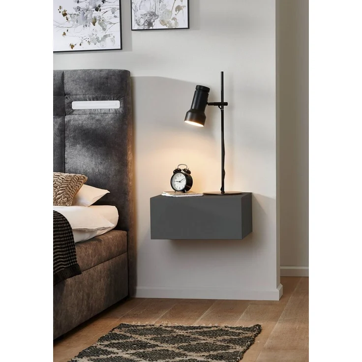 BMG Möbel Nachtschrank Faro 1 (Nachtkonsole) griffloses Design, wandhängend mit Schublade – Bild 1