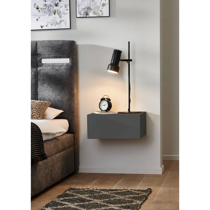 BMG Möbel Nachtschrank Faro 1 (Nachtkonsole) griffloses Design, wandhängend mit Schublade