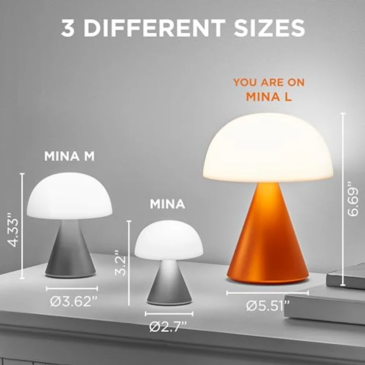 Lexon MINA L Wiederaufladbare kabellose LED-Tischleuchte, 9 Lichtfarben mit Dimmer und Touch-Funktion, bis zu 24 Stunden Akkulaufzeit - Dunkelblau – Bild 2