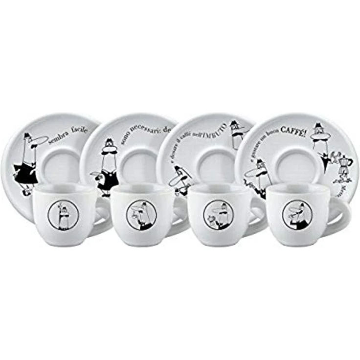 BIALETTI Espressotasse Carosello, 8-tlg, Porzellan, mit dem unverwechselbaren Bialetti-Männchen, 8-teilig, je 80 ml – Bild 2