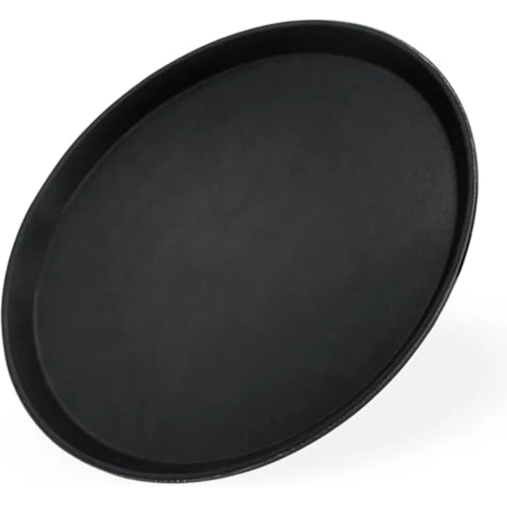 Spetebo Tablett 2er Set Serviertablett rutschfest rund 35 cm schwarz wiederverwendbar, Kunststoff, (Anzahl, 1-tlg, Set), wiederverwendbar – Bild 5