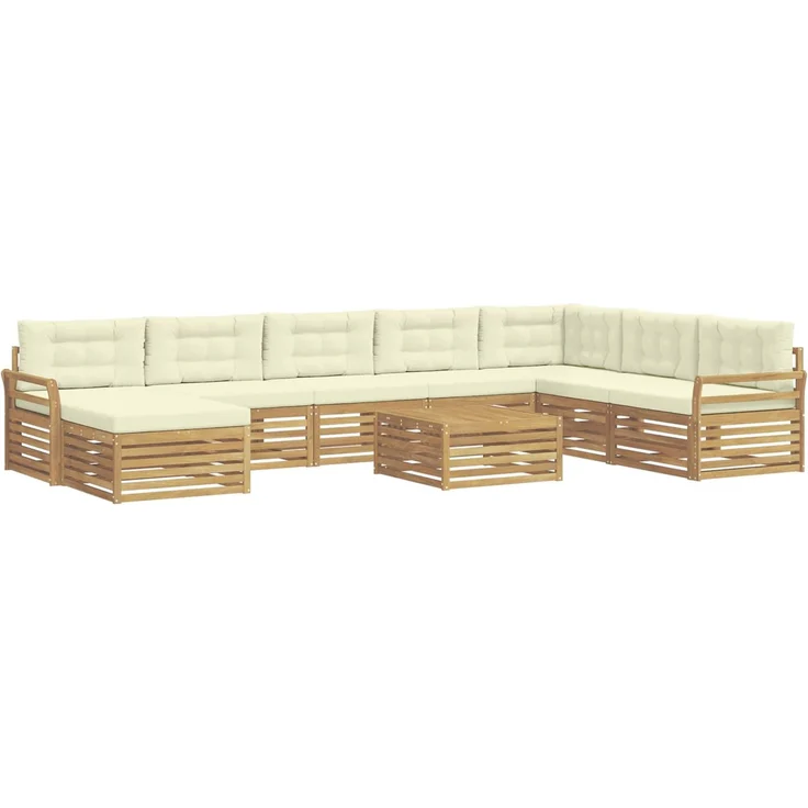 vidaXL Outdoor-Sofagarnitur 9 stk. 7-Sitzer Weiß und Creme 3391005 – Bild 2