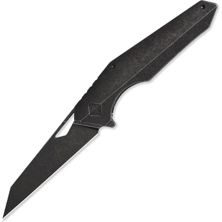 Berserk Blades BROK EDC Klappmesser, Wharncliffe Klinge aus CPM S35VN Stahl, 6AL4V Titan Griff, Blackwash Finish, 21,5 cm Gesamtlänge