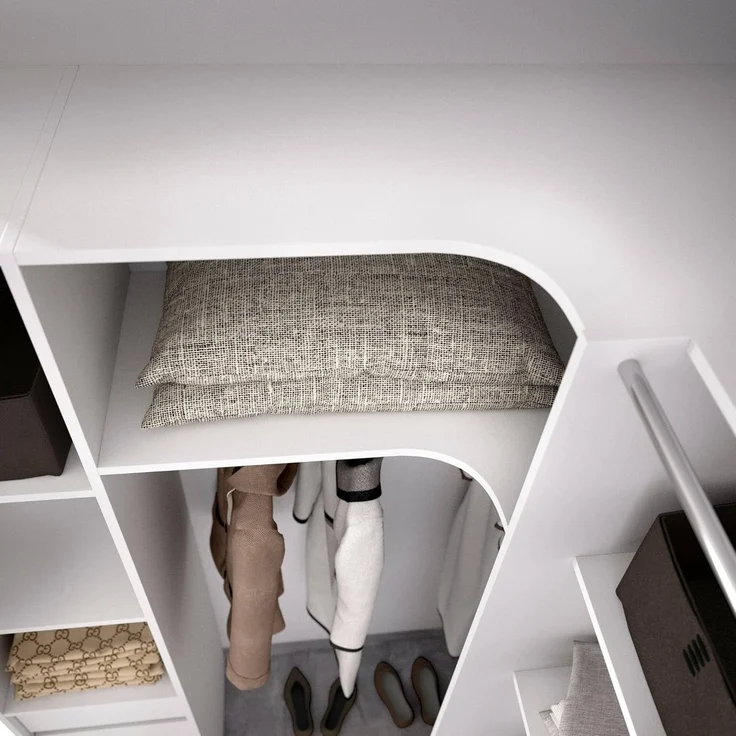 Dmora - Großer Kleiderschrank Bestone, Schlafzimmermöbel, Schrank, Garderobe, 234x141 h205 cm, Weiß – Bild 5